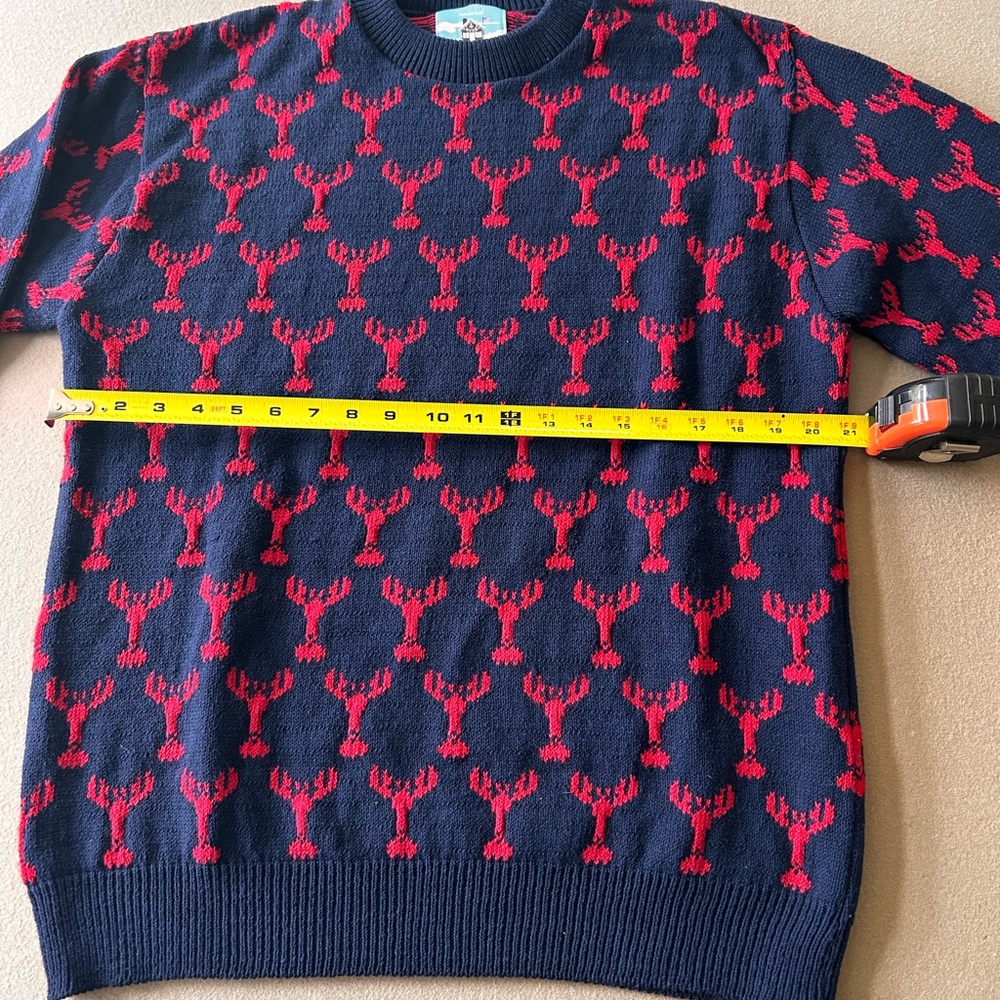 EUC Kiel James Patrick Toasty Coasty Sweater Blue Red Lobster Size L - Picture 6 of 7